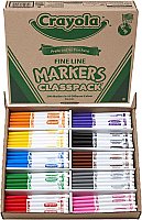 Crayola Non Washable Fine Line Marker Bulk Classpack, 10 Colours, 200/Box 58-8210