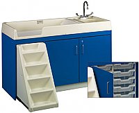 Toddler Walk Up Changing Center with 12 storage tray 3"deep Right Hand Sink Assembled 8544A
