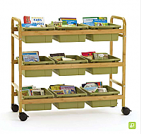 Bamboo Book Browser Cart with Nine Tubs BB006-9