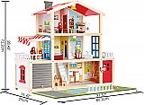 Wooden Doll Family Mansion with Accessories E3405