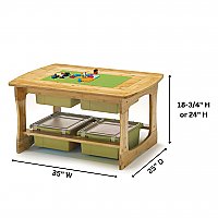 Bamboo Sensory and Construction Bricks Table with Sage Tubs SST02-S