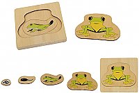 Frog Multi-Layer Growth Puzzle, Wooden Natural Material 17026