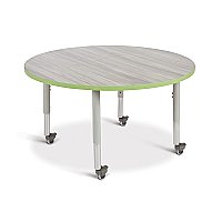 Activity Table 48"ROUND Mobile - Driftwood Gray/Key Lime/Gray 6433JCM451