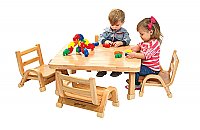 Natural Wood 30"x 30"x 12"H Square Table and 4 ­ 5 Inch chairs AB7800125