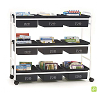 Book Browser Cart with 100% Recycled Plastic Tubs BB005-9-RCY