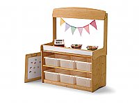 Make-Believe Stand with Hide-away Panel and 6 Clear Open Tubs BMB5-C