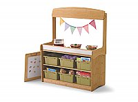 Bamboo Make-Believe Stand with Hideaway Panel (With 2 Shelves & 6 Vibrant Open Tubs) BMB5-S
