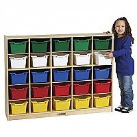 Birch 25 Cubby Tray Cabinet with Assorted colors Bins ELR-0427AS