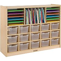 Multi-Section Storage Cabinet with 15 clear bins ELR 0428CL