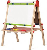 All-in-One Wooden Kid's Art Easel with Paper Roll and Accessories ‎E1010B
