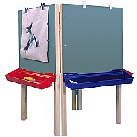 Four Place Easel with Chalkboard, Maple SWT961