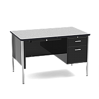 Teacher Desk Single Pedestal 543-GRY091BLK01-BLK01