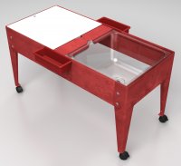 Double Mite with two 9 inch deep clear tubs Red Frame 46 L x 21 W x 24 H inch S10744