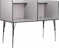 Double Wide Study Carrel with Adjustable Legs and Top Shelf in Nebula Grey Finish [MT-M6222-GRY-DBL-GG