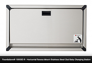 Horizontal Recess Mount Stainless Steel Clad Baby Changing Station 100SS-R