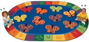 KIDSoft 123 ABC Butterfly Fun Oval Rug 6'9 x 9'5 CK 3506