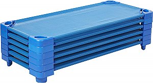 Stackable Ready To Assemble Kiddie Cot, Standard Size, 6-Pack, Blue ELR-16112-BL