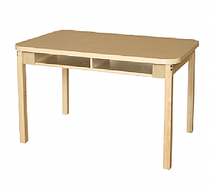 Natural Wood Two Seat Student Desk with 15" Hardwood legs HPL1848DSK14