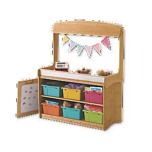 Make-Believe Stand with Hide-away Panel and 6 Vibrant Open Tubs BMB5-VM