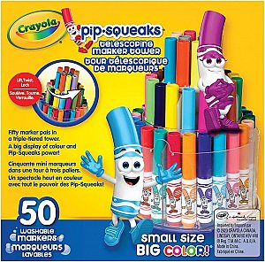 Crayola Telescoping Pip-Squeaks Marker Tower, Assorted Colors, 50/Set 58-8750