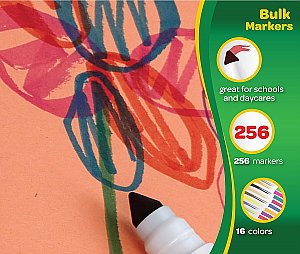 Crayola Broad Line Marker Bulk Classpack, 16 Colours, 256 Count 58-8201