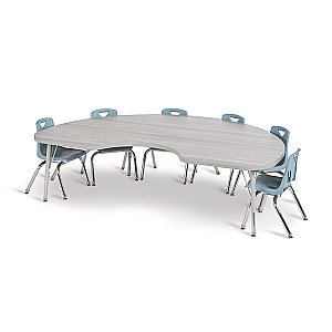 Activity Table 48" X 72" KIDNEY SHAPE Driftwood Gray Height Option Available JON-6423JC