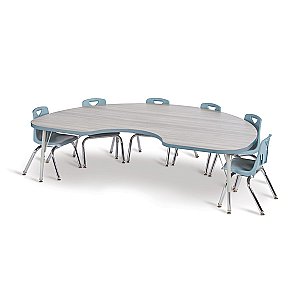 Activity Table 48" X 72" KIIDNEY SHAPE Mobile Driftwood Gray/Coastal Blue/Gray 6423JCM452