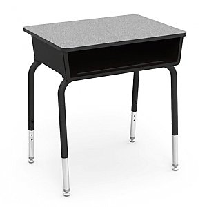 Virco®  Open Front Desk - Medium Oak Top/Black Book Box/Black Frame T9F248758