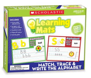 Scholastic Teacher's Friend Match, Trace & Write the Alphabet Learning Mats, Multiple Colors TF7107