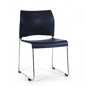 CAFETORIUM STACKABLE CHAIR WITH CHROME FRAME AND SLED BASE NAVY 8818-11-04