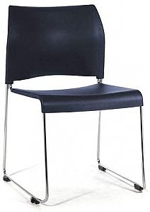 CAFETORIUM STACKABLE CHAIR WITH CHROME FRAME AND SLED BASE BLACK 8818-11-10