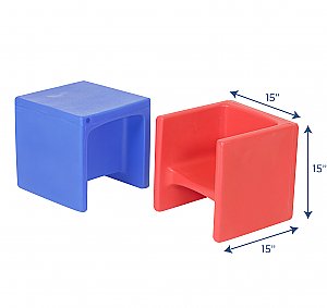 Cube Chair – Set of 2 Red and Blue CF910-082