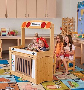 Bamboo Make-Believe Stand with Hideaway Panel (With 2 Shelves & 6 Vibrant Open Tubs) BMB5-S