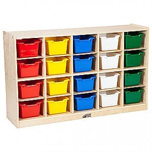 Birch 20 Cubby Tray Cabinet with Assorted Bins ELR-0426-AS