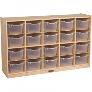 Birch 20 Tray Storage Cabinet with 20 Clear Bins ELR-0426 CL