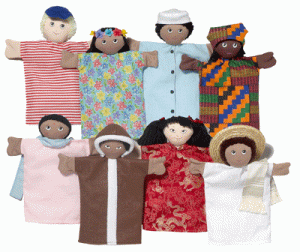 Multicultural Puppets, Set of 8 F825