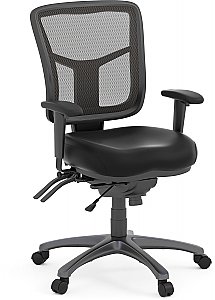 CoolMesh Executive Mid Back Chair - Black Antimicrobial Vinyl with Titanium BaseCHK77540BLKEU01AB