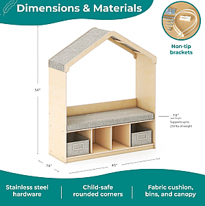 Reading Seating Nook and Storage Natural 80330