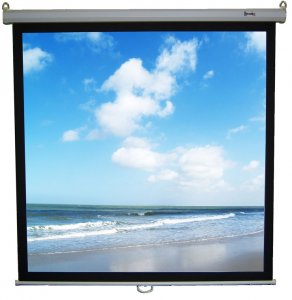 White Retract Plus 1:1 AV Format Manual Screen Square -Standard Return - 50"x 50" - 96"x96" - 101xxx 