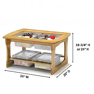 Bamboo Sensory Table with Clear Tubs SST01-C