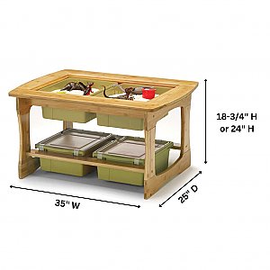 Bamboo Sensory Table with Sage Tubs SST01-S