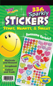 Sticker Pads Sparkly Stars, Hearts & Smiles 336 Stickers [T5005]