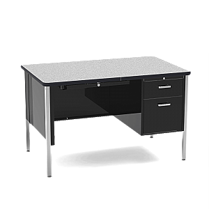 Teacher Desk Single Pedestal 543-GRY091BLK01-BLK01