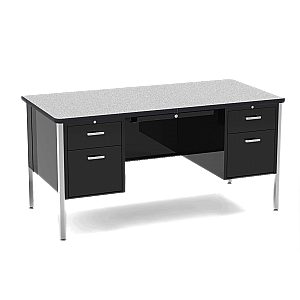 Teacher Desk Double Pedestal546-GRY091BLK01-BLK01