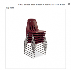Sled Base Chair 16"Seat Height (Color Option Available) 9616