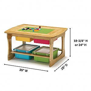 Bamboo Sensory and Construction Bricks Table with Assorted Tub Combo SST02-VM