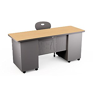 Allied  Mobile Dual Pedestal Teacher Desk with Rectangular  MTDP2467
