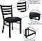 HERCULES Black Ladder Back Metal Restaurant Chair - Black Vinyl Seat
