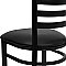 HERCULES Black Ladder Back Metal Restaurant Chair - Black Vinyl Seat