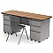 Allied  Mobile Dual Pedestal Teacher Desk with Rectangular  MTDP2467